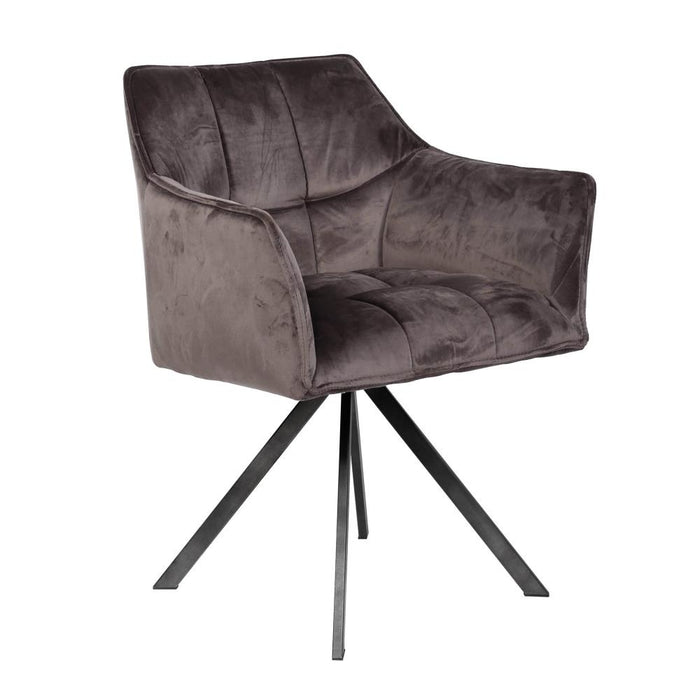 Giga Meubel - Armstoel Velvet Antraciet - Draaibaar - Metalen Poten - Set van 2