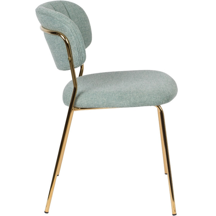 Puur - Viken eetkamerstoel stof lichtgroen - goud onderstel