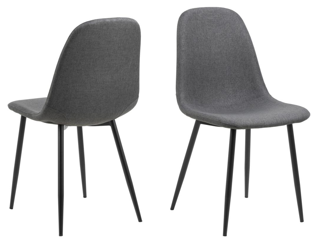 Giga Living - Eetkamerstoel - Donkergrijs - Stof - Zithoogte 46cm - Duvra - Set van 4