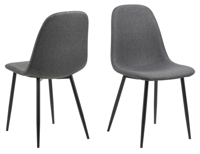 Giga Living - Eetkamerstoel - Donkergrijs - Stof - Zithoogte 46cm - Duvra - Set van 4