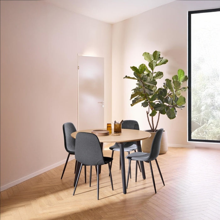 Giga Living - Eetkamerstoel - Donkergrijs - Stof - Zithoogte 46cm - Duvra - Set van 4