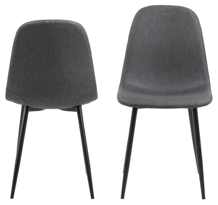 Giga Living - Eetkamerstoel - Donkergrijs - Stof - Zithoogte 46cm - Duvra - Set van 4