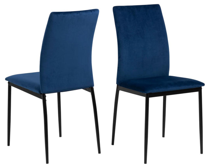 Giga Living - Eetkamerstoel - Donkerblauw - Grondal - Set van 4