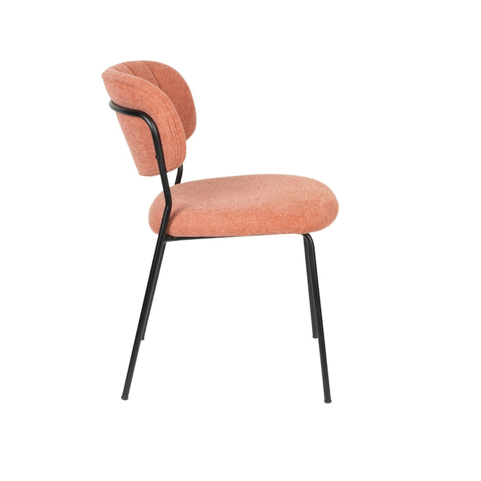 Puur - Viken eetkamerstoel stof - roze|oranje - zwart onderstel