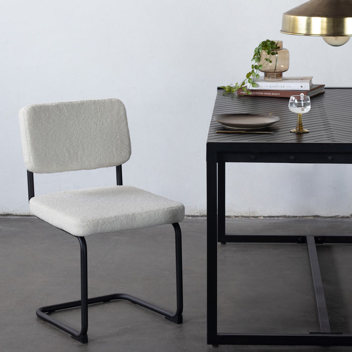 Giga Meubel - Stoel Liz Teddy Wit  - Teddy|Metaal