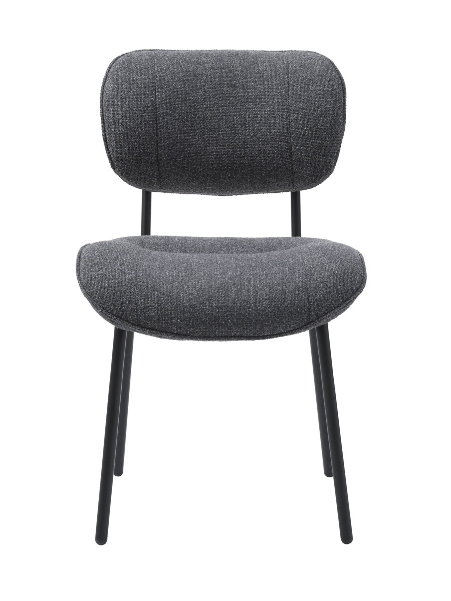 Giga Living - Eetkamerstoel Zonder Armleuning - Donkergrijs Stof - Buffalo - Set van 2