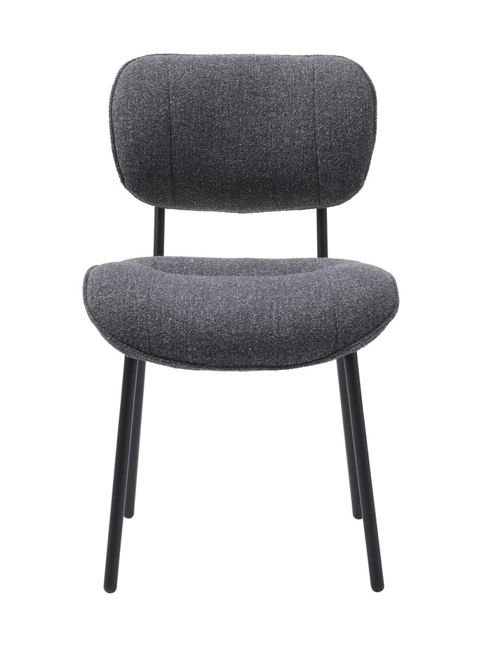 Giga Living - Eetkamerstoel Zonder Armleuning - Donkergrijs Stof - Buffalo - Set van 2