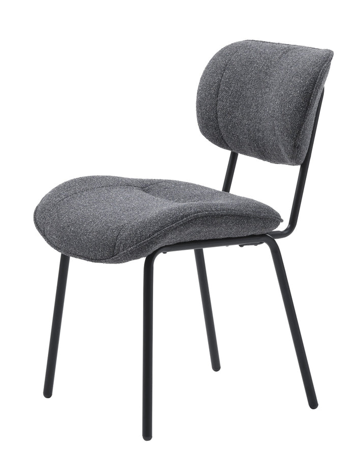 Giga Living - Eetkamerstoel Zonder Armleuning - Donkergrijs Stof - Buffalo - Set van 2