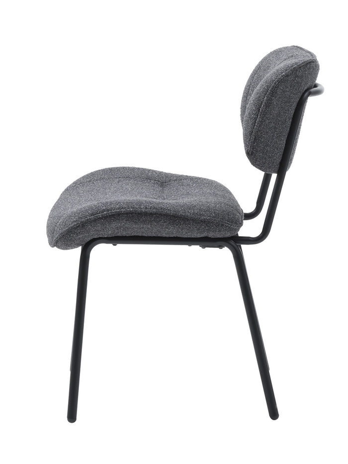 Giga Living - Eetkamerstoel Zonder Armleuning - Donkergrijs Stof - Buffalo - Set van 2