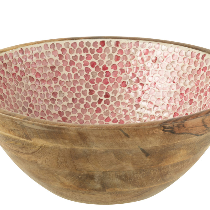 J-Line Kom Hart Mozaiek Mango Hout Roze Large