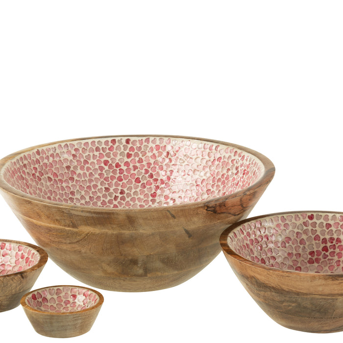 J-Line Kom Hart Mozaiek Mango Hout Roze Large