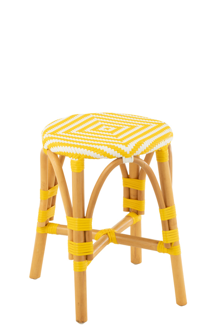 J-Line kruk Live - rotan|kunststof - naturel|geel