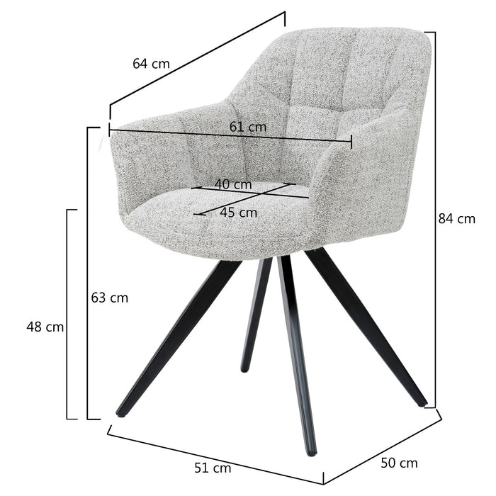 Livingfurn - Eetkamerstoel Beige - Zithoogte 48cm - Tommy - Set van 2