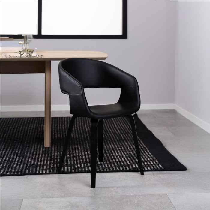 Giga Living - Eetkamerstoel - Zwart - Pu Leer - Zithoogte 45cm - Sanda - Set van 2