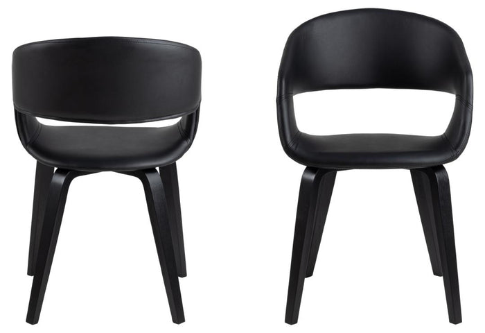 Giga Living - Eetkamerstoel - Zwart - Pu Leer - Zithoogte 45cm - Sanda - Set van 2