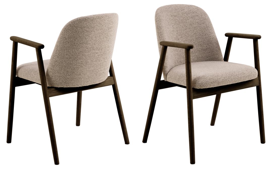 Giga Living - Eetkamerstoel - Beige - Stof - Zithoogte 49cm - Leonie - Set van 2