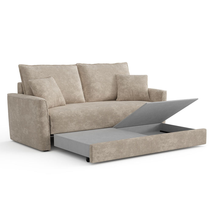 3-zits corduroy slaapbank in taupe 180cm