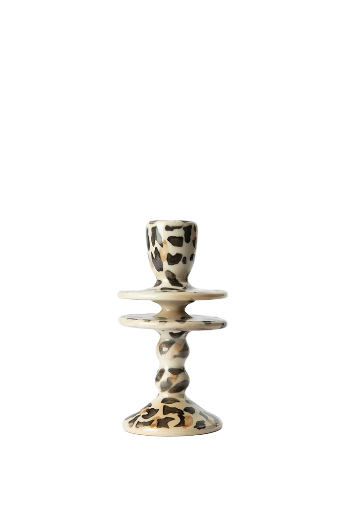 Sissy-Boy Lichtbruine ruffle kandelaar met leopard print large