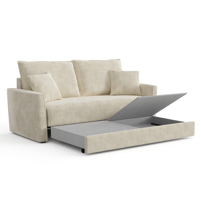 3-zits slaapbank in zacht aanvoelende crèmekleurige inslagstof 180cm