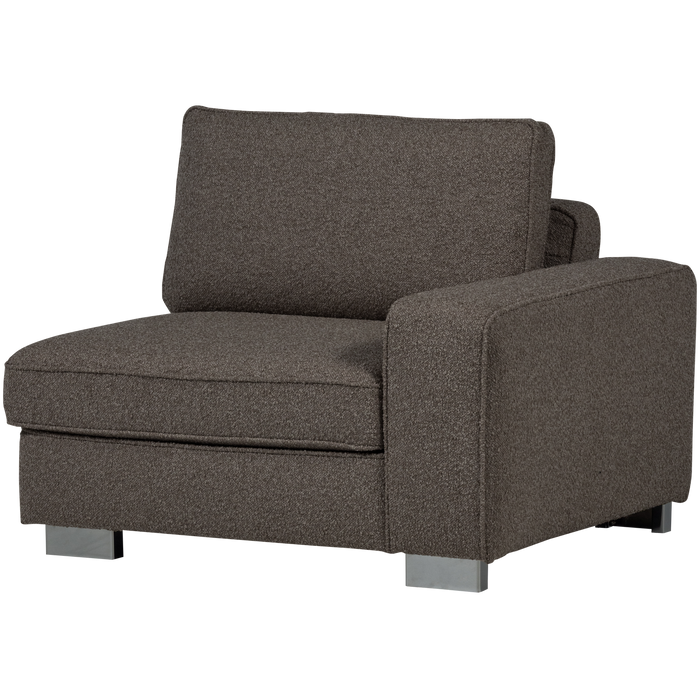 vtwonen Lazy 1-Zits Element met arm rechts - Bouclé - Antraciet