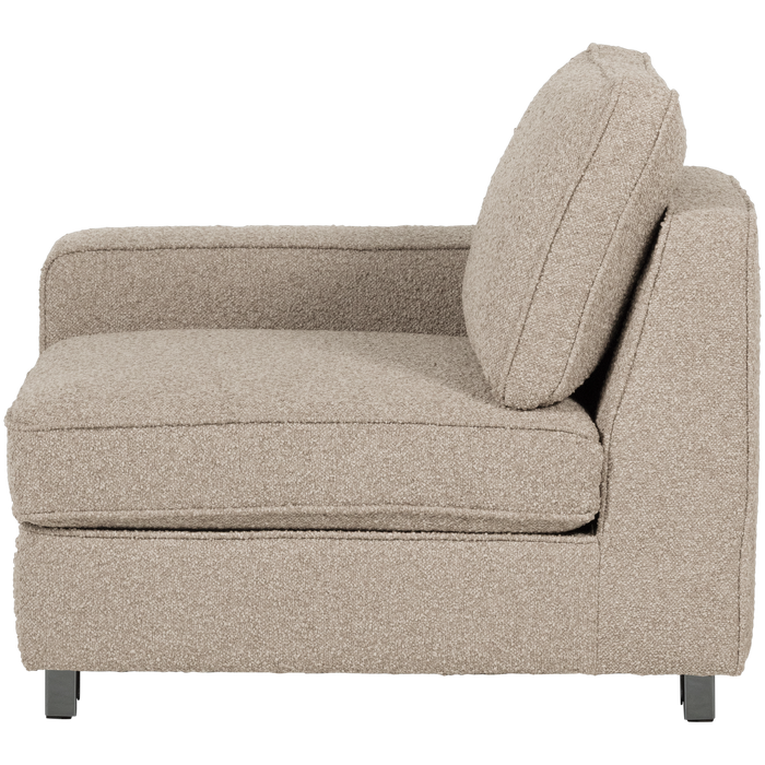 vtwonen Lazy 1-Zits Element met arm links - Bouclé - Naturel