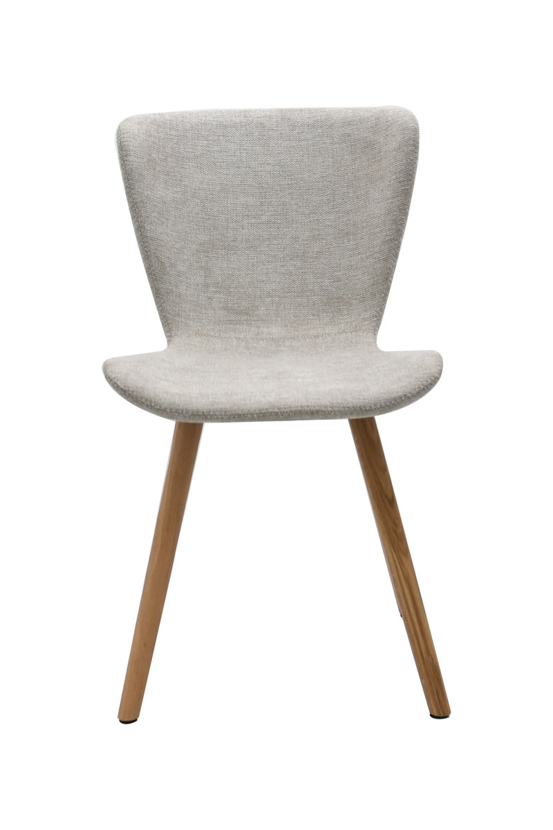 Giga Living - Eetkamerstoel Zandkleur Stof - Eikenhout - Teslin - Set van 2