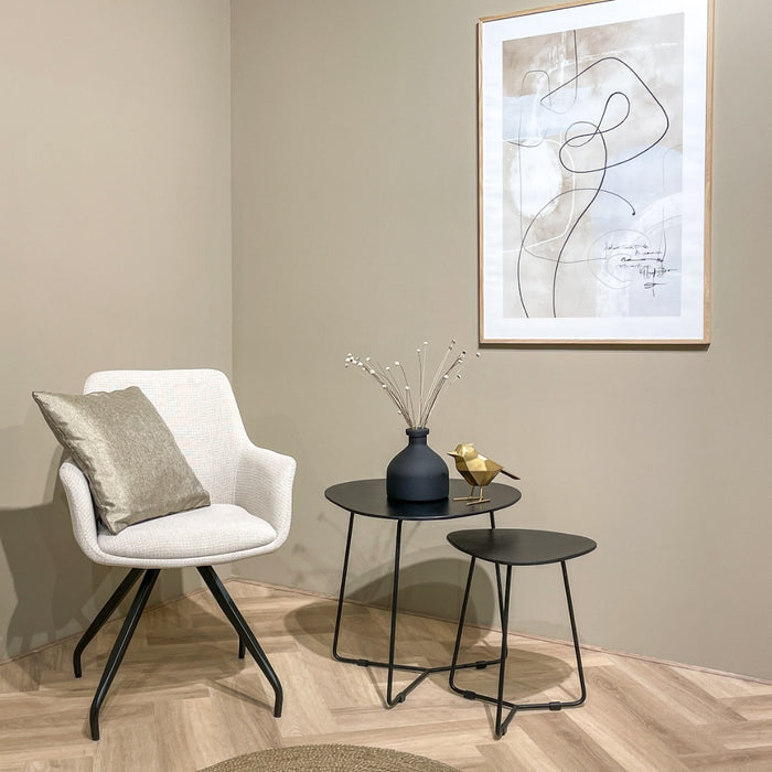 Livingfurn - Eetkamerstoel Stof Beige - Duke - Set van 2