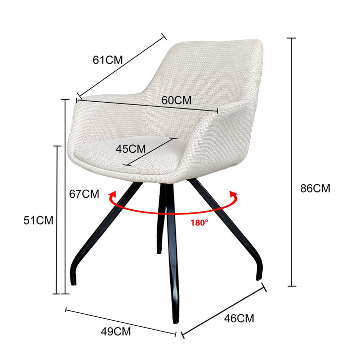 Livingfurn - Eetkamerstoel Stof Beige - Duke - Set van 2