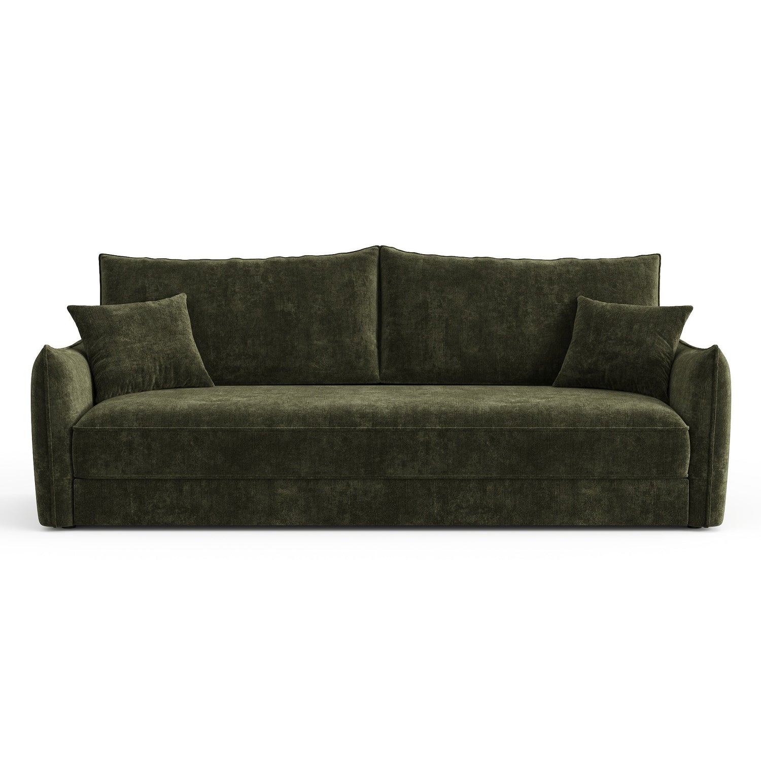 3-zits slaapbank in kaki groen structuurfluweel 213cm