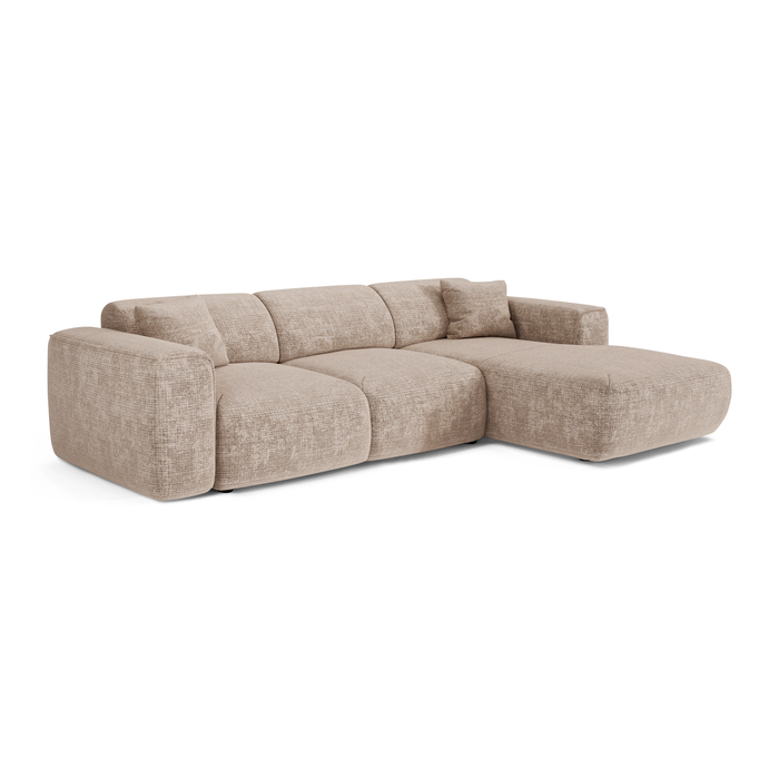 Rechthoekige slaapbank, 5 zitplaatsen, beige reliëffluweel