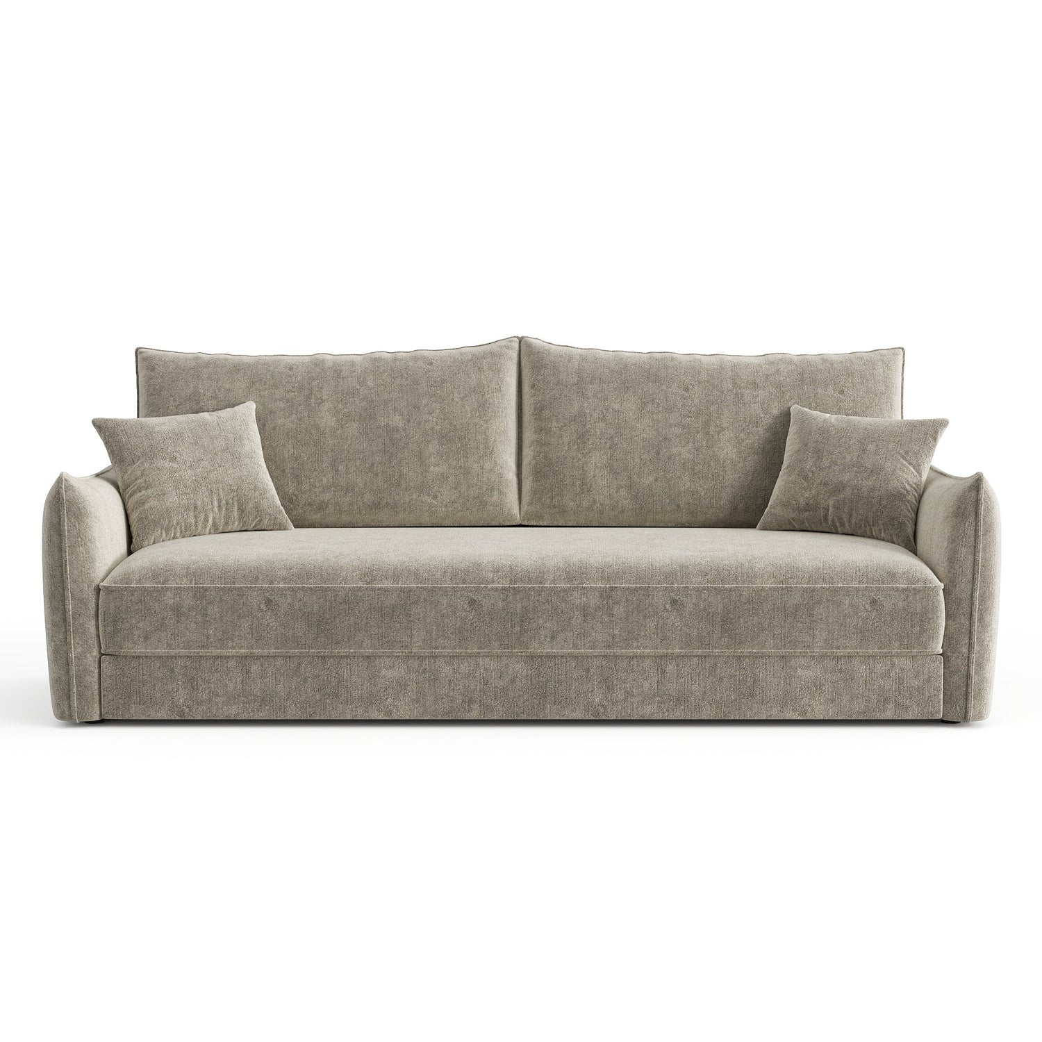 3-zits slaapbank in taupe structuurfluweel 213cm