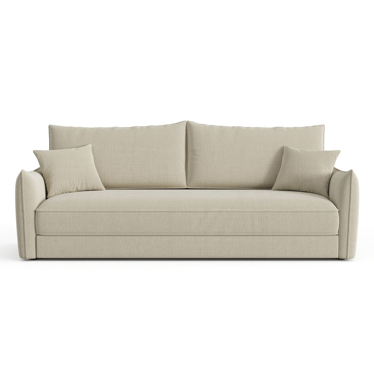 3-zits slaapbank in beige geweven stof 213cm