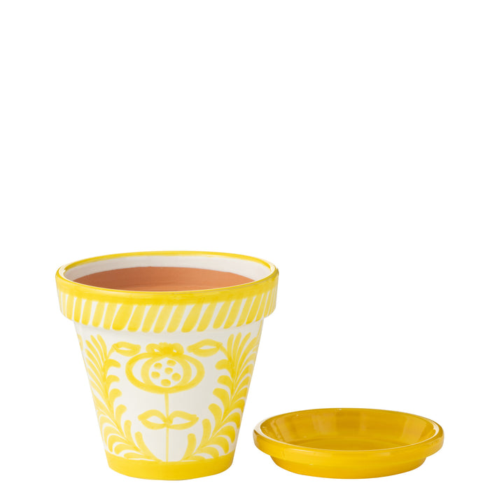 J-Line bloempot Granada Handmade + Painted - keramiek - geel - medium - Ø 27 cm
