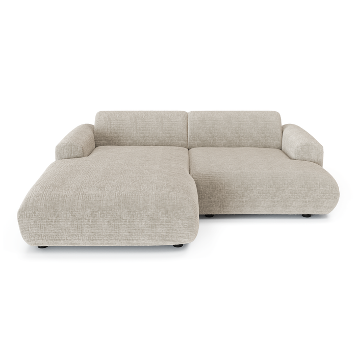 5-zits linker hoekbank beige fluweel met patroon 266cm