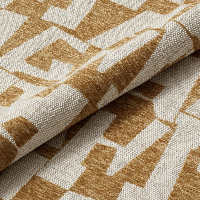 Draaibare fauteuil in structuurstof met mosterdpatroon