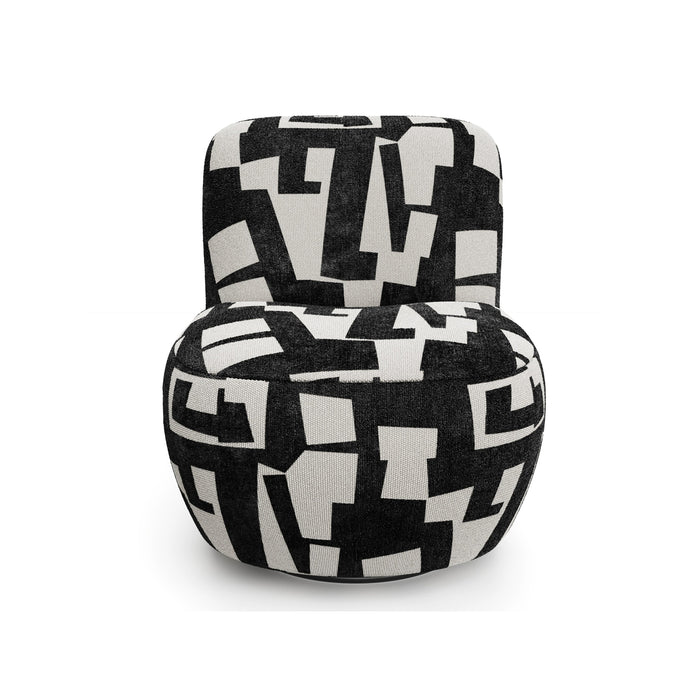 Draaifauteuil in structuurstof met donker antraciet patroon