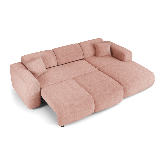 5-zits hoekbank in vintage roze structuurfluweel
