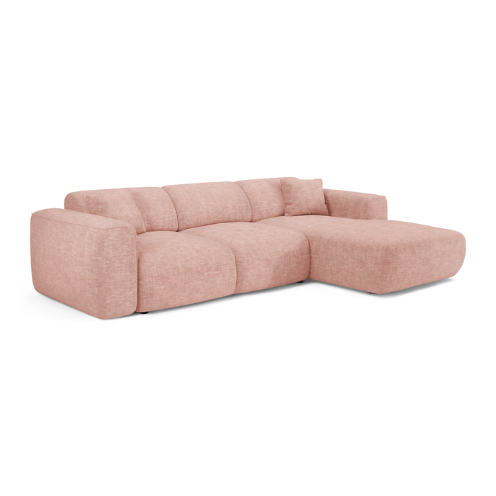 5-zits hoekbank in vintage roze structuurfluweel