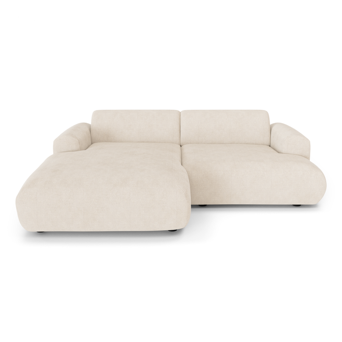 5-zits linker hoekbank in crèmekleurig ribfluweel 266cm