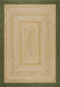 Mrcarpet Jute vloerkleed Rechthoek naturel|Groen 140x200cm