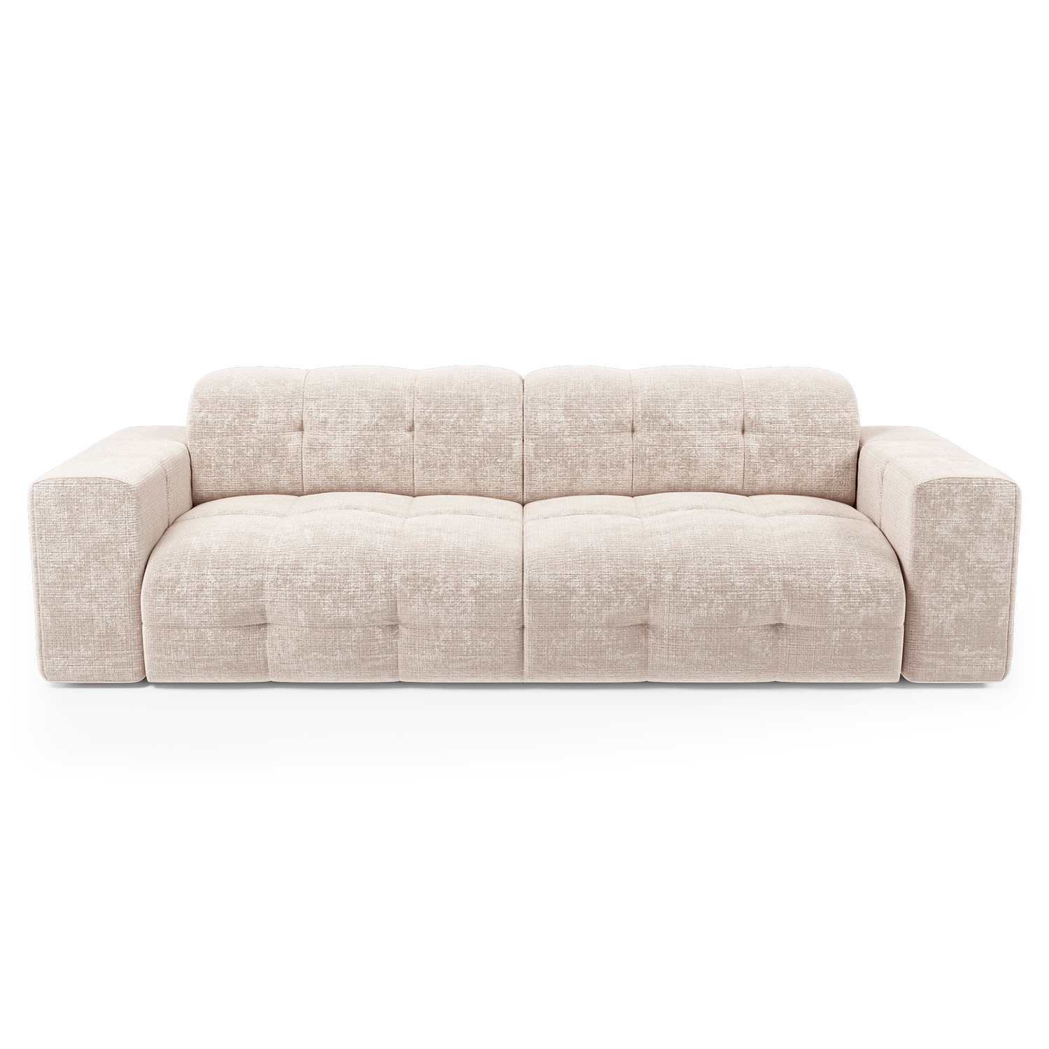 4-zitsbank in crèmekleurig fluweel met reliëfdruk