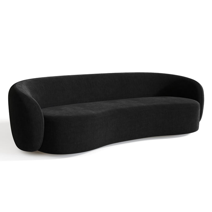 3-zitsbank in zacht aanvoelende geweven stof, zwart 210cm