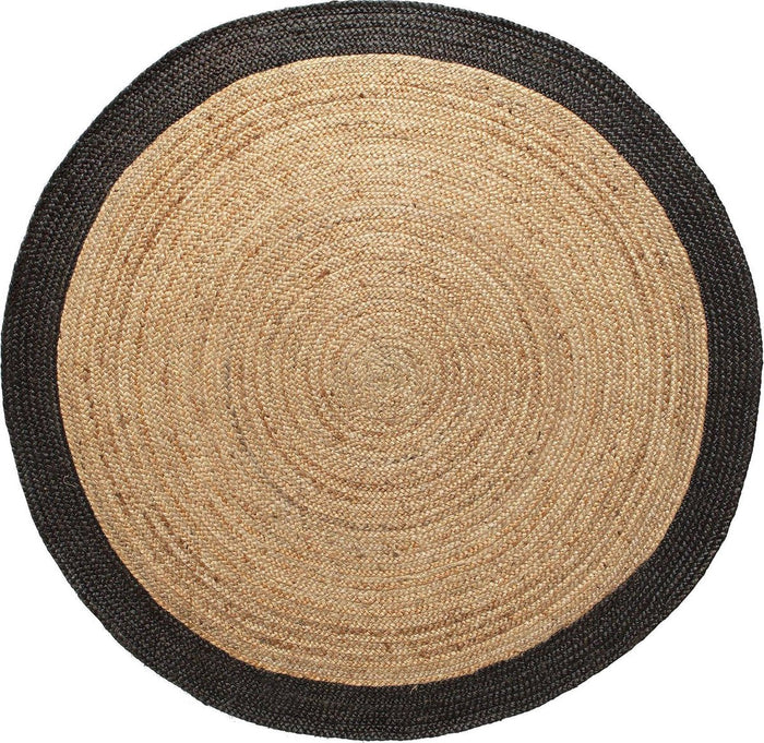 Mrcarpet Rond jute vloerkleed Naturel|antraciet 160cm