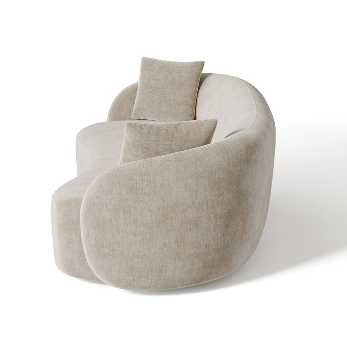 3-zitsbank in zacht aanvoelende geweven stof taupe 210cm