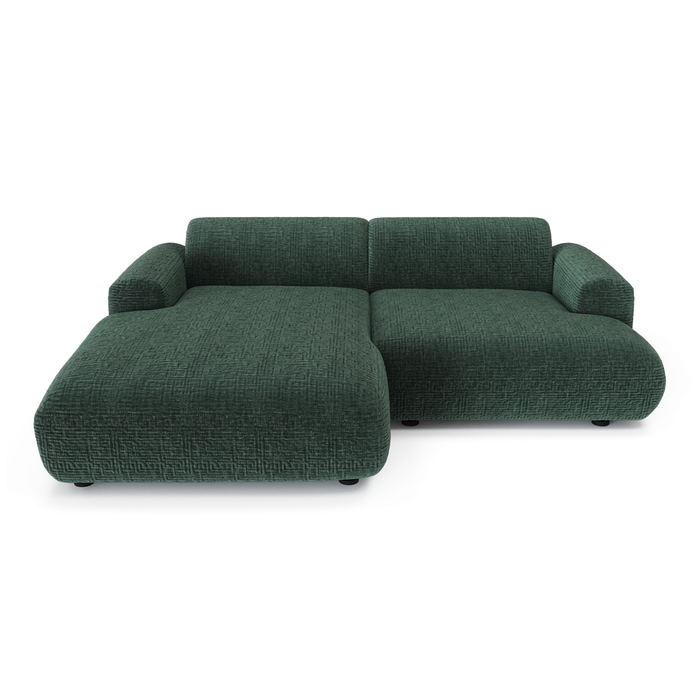 5-zits hoekbank links in fluweel met smaragdgroen patroon 266cm