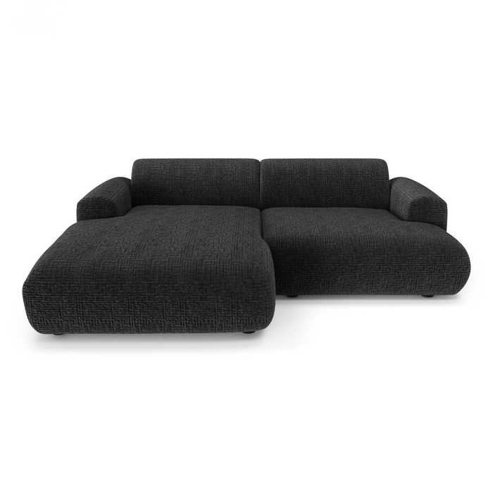 Linker hoekbank 5 zits fluweelmotief zwart 266cm