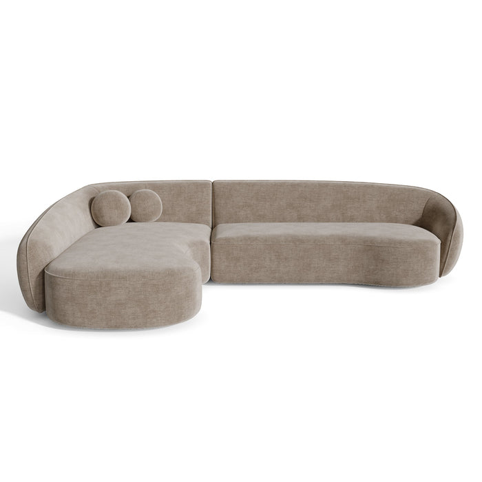 Hoekbank links in geweven stof, soft touch taupe 290cm