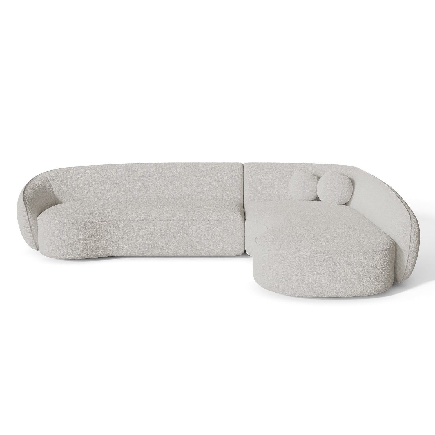 Off-white bouclette stof rechter hoekbank 290cm