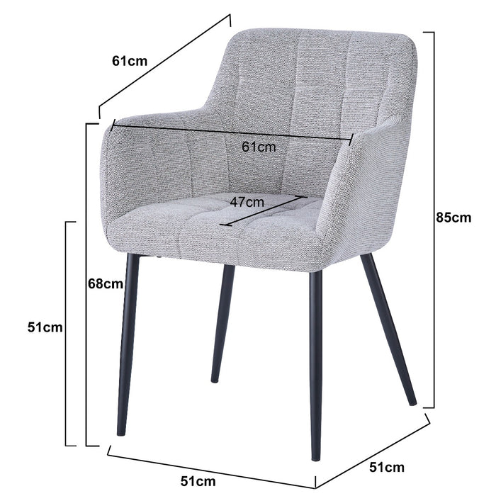 Livingfurn - Eetkamerstoel Beige - Zithoogte 51cm - Bronco - Set van 2