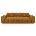 4-zitsbank in mosterdkleurig fluweel met reliëf